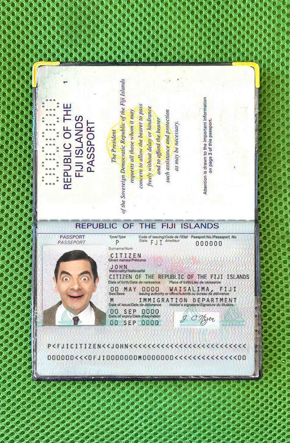 Fiji passport photo look PSD template